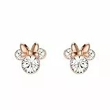 Disney Minnie Maus Ohrstecker aus Messing mit Roségold-Plattierung und weißen Zirkonia, für Damen und Mädchen, Fertig zum Verschenken, Offizieller Disney Schmuck