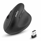 Perixx PERIMICE-608 Programmierbare Ergonomische Maus - Vertikales Design - 800/1200/1600 dpi - Kabellos, 10914, Schwarz, Kabellos - Funk 2,4GHz