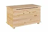 Inter Link - Spielzeugtruhe – Spielzeugkiste – Sitztruhe – Aufbewahrungstruhe – Containerbank - Kinderzimmer – Sitzbank mit Stauraum - Kiefer massivholz – Natur lackiert – Emel