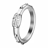 Flongo Silber Kreuz Ring für Damen: Glaube Ring - Christlicher Schmuck - Religiöses Geschenk für Frauen - Schlichter Fingerring mit Kreuz Symbol - Größe 10