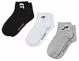 Karl Lagerfeld B.V Damen Women's, Ikon Short (3 Pack) SOCKS MULTI, Schwarz/Weiß/Grau, 35-38 EU