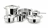Lagostina Sfiziosa Topfset für alle Herdarten aus Edelstahl 18/10, 10 Teile, 3-Lagiger Lagoseal-Plus-Boden, Topfset mit 4 Kasserollen, Topf, Milchtopf, 4 Deckel