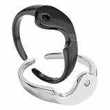 LIFKOME Verstellbare Yin Yang Ringe für Tai Chi Partner Schmuck Geschenk zum Jahrestag Verlobungsring Dekorativ Schwarz weiß
