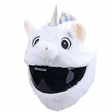 Gxdamxz Motorrad Helm Überzug, Schutzhülle Plüsch Einhorn Helmüberzug für Männer & Frauen, Unicorn Motorcycle Helmet Cover, Weiß