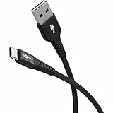 goobay USB-A auf USB-C 60W / 1m / Flexibles Textilkabel / 480 Mbits Ladekabel USB C/Supersoft/Samsung, Xiaomi, Google, Nothing Phone USB A auf C Kabel/Stoffkabel/Schwarz / 74526