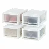Iris Ohyama 4er-Set Schubladenbox 7L, Kompakter Kunststoff-Organizer, Stapelbar & Robust, Aufbewahrungsbox für Badezimmer, Basteln & Regale, Weiß, MSD-1