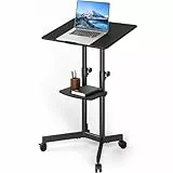 5Rcom Stehpult Höhenverstellbarer Schreibtisch mit Rollen, Laptop Ständer kippt um 40°, Mobiles Rednerpult bis zu 20 kg, Tisch mit Rollen für Home Office