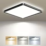 zemty Deckenlampe LED Deckenleuchte Flach, 3Farben - 3000K/4000K/6500K, IP44 Wasserfest Quadrat Badlampe Decke, 2100LM Modern LED Decklit für Flur küche Badezimmer Schlafzimmer Büro, Ø22CM