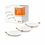 LEDVANCE Einbaustrahler Weiß, Slim Downlight mit integriertem Treiber, LED Spotleuchte, Lichtfarbe warmweiß (3000K), 8W, 120mm, IP20, 3er-Pack