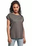 Urban Classics Damen T-Shirt Ladies Extended Shoulder Tee, T-Shirt mit überschnittenen Schultern, aus Baumwolle, erhältlich in vielen Farben, Darkshadow, XXL