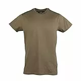 Mil-Tec US Style T‑Shirt Herren • Klassisches Bundeswehr T-Shirt aus Baumwolle mit Rundhals Ausschnitt • Hochwertiges & weiches Basic Shirt für Alltag, Outdoor, Arbeit • Braun, XL