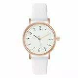 OFFCUP Damenuhr, Damen Analog Quarz Uhr mit Leder Armband, Uhren Damen Einfache Business Klassische Armbanduhr Lässig Quarzuhr Kleideruhr, 3 Zeiger -Weiß
