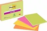 Post-it Super Sticky Meeting Notes, Packung mit 4 Blöcken, 45 Blatt pro Block, 203 mm x 152 mm, Farben: Grün, Pink, Gelb, Orange - Extra-stark klebende Notizzettel für To-Do-Listen und Erinnerungen
