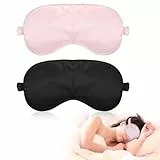 Molain 2 Stück Seidene Schlafmaske Damen, Weiche Seide Schlafmaske Augenmaske mit verstellbarem Riemen Sleep Mask Lichtblockierende Schlafbrille für Pause Reisen, blockiert Licht