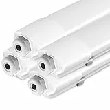 Peasur 4 Stück Feuchtraumleuchte LED 120CM, 3000K/4000K/6500K LED Deckenleuchte Röhre 36W 3960LM Leiste Flach, IP65 Wasserfest Lampe Lichtleiste für Werkstattlampe Kellerlampe Leuchtstoffröhre