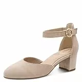 Tamaris Comfort Damen Pumps mit Riemen aus Leder Elegant, Beige (Beige), 39 EU