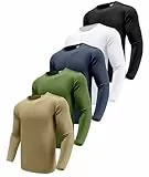 Boyzn 5er Pack Langarmshirts für Herren, Schnelltrocknend Funktionsshirt Herren Langarm Laufshirts, Atmungsaktiv Langarm Sport Shirt Gym Running Top Outdoor Fitness Oberteil für Männer White-5P05-L