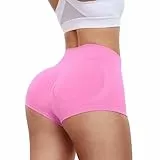 Vertvie Sporthose Damen Kurz Scrunch Sport Shorts Hotpants Hoch Taille Gym Shorts Push Up Kurze Leggings Sexy Yoga Shorts Fitness Workout Radlerhose Sport(Rosa,M)