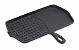 ECHTWERK Grillpfanne aus Gusseisen mit Grillstreifen, Bratpfanne, Steakpfanne, geignet für den Einsatz über offenem Feuer, Ideal für die Zubereitung von Steaks, Schwarz