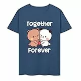 Bubu and Dudu Pärchen T-Shirt Matching Lovers Graphic Tee Cute Pair Gift Set, Dunkelblau, XXL