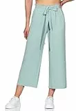 Vila Damen 7/8 Stoffhose weit geschnitten leichte Sommerhose mit Bindegürtel VIJosa Culotte 14100306 Blue Surf 38