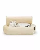 lionto Katzenheizungsliege mit kuscheligem Plüschbezug, warmes Katzenbett zum Einhängen mit Metallhaken für alle gängigen Heizungen, waschbare Katzenhängematte aus gemütlichem Material, beige