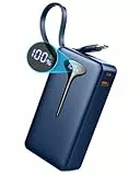 Hosgubo Powerbank 10000mAh 22,5W Schnellladung Mini Powerbank, Klein und Leistungsstark, Tragbare Handybatterie mit USB-C Kabel, Klares LED-Display, Kompatibel mit iOS,Samsung,iPad