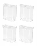 Emsa 4er Set Stapelbare Vorratsdose für Trockenvorräte, Volumen 1.6 Liter, Rechteckig, Weiß/Transparent, Optima 513558 x 4