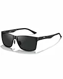 DUCO Herren Sonnenbrille 100% UV Schutz Autofahren & Freizeit Brille Quadratische Fahrer Sunglasses mit Verstellbaren Carbonfaser Bügeln 8206