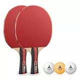 JOOLA Tischtennis Set Rosskopf 2 Tischtennisschläger + 3 Tischtennisbälle 40+mm, rot/schwarz, 5-teilig