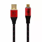 OEHLBACH GAMING New Game Red - USB Type-A auf Type-C Kabel 10Gbps - Ladeleistung bis 60W - doppelt geschirmt - vergoldete Kontakte - 2,0m - Gaming Kabel mit Gewebemantel - rot/schwarz
