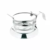 Olympia Parmesanschale mit Löffel, Edelstahl & Glas, Größe: 75(H)x 117(Dia)mm, Tragegriff, Kann für Kräuter & Chiliflocken verwendet werden, Löffel inklusive, F773