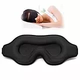 3D-Schlafmaske mit Ohrstöpseln - Lichtdichte & Bequeme Augenmaske für Herren & Damen, Ideal für Flugzeug, Reise & Seitenschläfer, Schwarz