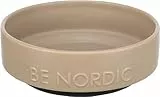 TRIXIE Hundenapf aus Keramik BE NORDIC 500 ml taupe - moderner Fressnapf für kleine Hunde ø 16 cm Keramiknapf mit rutschfester Gummierung - 24526