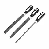 STAHLWERK Raspelfeilen 3er Set 200 mm professioneller Feilensatz aus Rundfeile, Halbrundfeile und Flachfeile