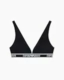 Emporio Armani Damen Iconic Logoband Gepolsterter Triangel-BH Schwarz M, Schwarz, M