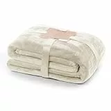 DecoKing Kuscheldecke 220x240 cm Creme Decke Microfaser Tagesdecke Fleece weich sanft kuschelig Ecru Ivory Elfenbein Cream Mic