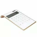Dioche Taschenrechner, Tragbarer 10-stelliger Taschenrechner, ultradünn, mit Solar- oder Akkubetrieb, LCD-Display für Homeoffice und Business (Weiss)