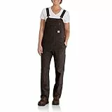 Carhartt Damen Rugged Flex® Canvas-Latzhose, Dunkelbraun, XL
