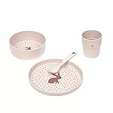 LÄSSIG Kindergeschirr Set (Teller, Becher, Schälchen, Löffel), BPA-frei, für Spülmaschine und Mikrowelle/Dish Set Little Forest Rabbit