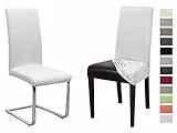 BEAUTEX Jersey Stuhlhusse, elastische Uni Stretch-Husse aus Baumwolle Bi-Elastisch, faltenfreie Universalgröße, 2er Set, Weiß
