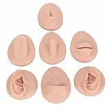 Körperpiercing-Übungsset, Simulations-Silikon-Ohr-Auge-Nasen-Mund-Zunge- und Bauchnabelmodell für Piercing-Übungen (Mittlere Hautfarbe)