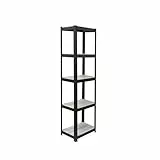 Relaxdays Standregal, HxBxT: 180 x 40 x 40 cm, 5 offene Ablagen, 300 kg, Beistellregal für Büro, Keller, grau/schwarz
