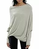 Imily Bela Damen Pullover Rundhalsausschnitt Langarm Strickpullover Ausschnitt Lose Bluse Pulli Sweatshirt Oberteil Tops Shirts