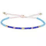 KELITCH Boho-Farbe Kristall Muschel Perlen Freundschaftsarmbänder Handgemachte Strand Armband Armreifen Schmuck Für Frauen (Blau)