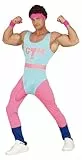 FIESTAS GUIRCA | Gymnast Kostüm Stretching Herren (52-54/L) – Overall, Gürtel und Scherz-Accessoire – 80er Jahre Sportkostüm, Karneval, Mottoparty, Junggesellenabschied – Blau und Rosa