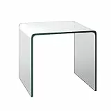 COSTWAY Beistelltisch Glas, Nachttisch U-förmig, transparenter Glastisch quadratisch, Wohnzimmertisch Kaffeetisch Couchtisch für Wohnzimmer, Büro, Schlafzimmer, 45 x 45 x 41cm