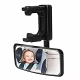 Rücksitzspiegel für Babys, 360° Drehbar Auto Spiegel für Baby, Spiegel Auto Baby Rückbank mit Haken Clip, Rückspiegel für Kindersitz und Babyschale für allerlei Kopfstützen