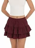 Vcindai Damen Sommerrock Kurz Minirock Sommer Rüschen Rock mit Shorts