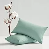 Tifschlaf Baumwoll-Kissenbezüge, 2 Stück, weiche Queen-Size- und Standard-Kissenbezüge, mit Hotelverschluss, 50 x 75 cm, Salbeigrün